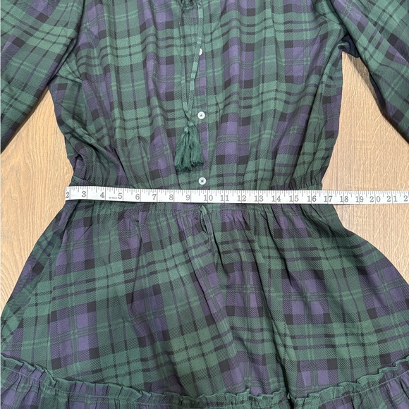 Simply Southern Plaid green/dark blue preppy tartan dress L - Picture 4 of 8